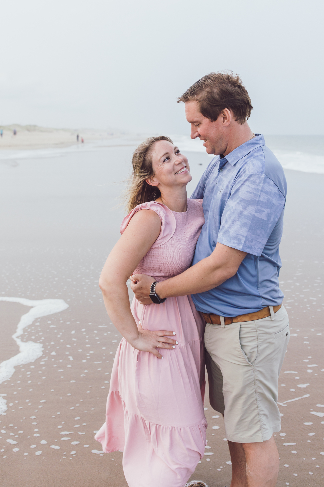 Natural light family portrait on Bethany Beach shore